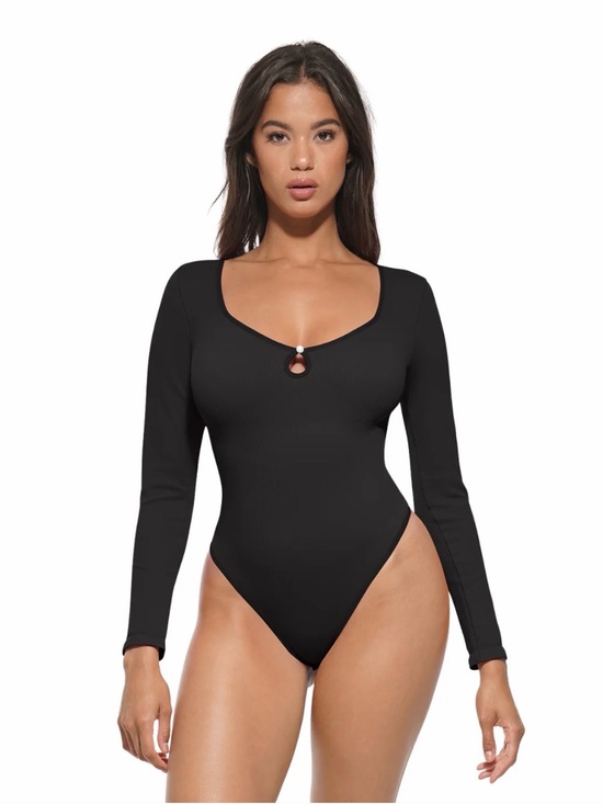 Feelingirl Other - FEELINGIRL Scoop Neck Black Thong Bodysuit ribbed thong XL bodysuit NEW